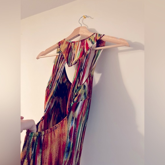 Julia Red Green and Yellow Bohemian Maxi Dress Silk Blend Long Dress Size Small - Picture 6 of 8